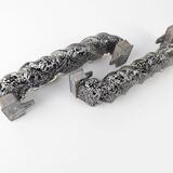 Pair of Hand-Blown Murano Glass Spiral Door Handles with Silver Dust, 1960s