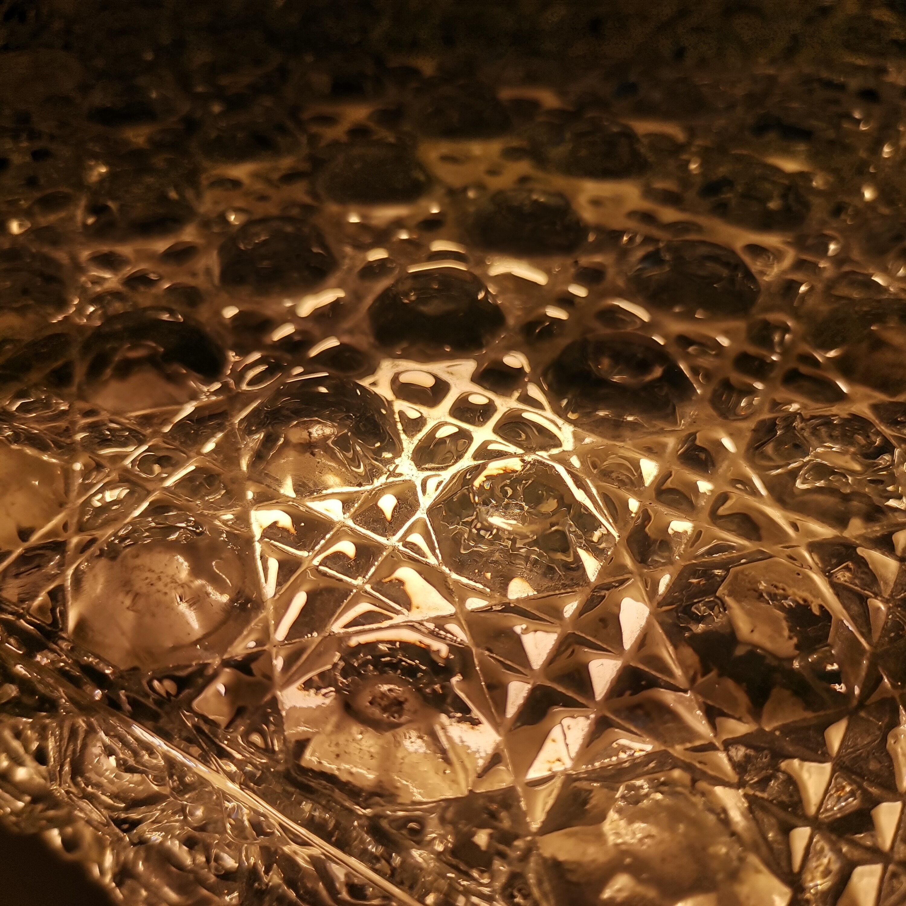 Square glass ceiling light with bubbles 1960's