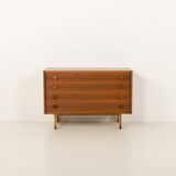 Italian mid century extra wide walnut chest of drawers