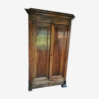 Armoire Louis Philippe ancienne en noyer massif, époque XIXe siècle