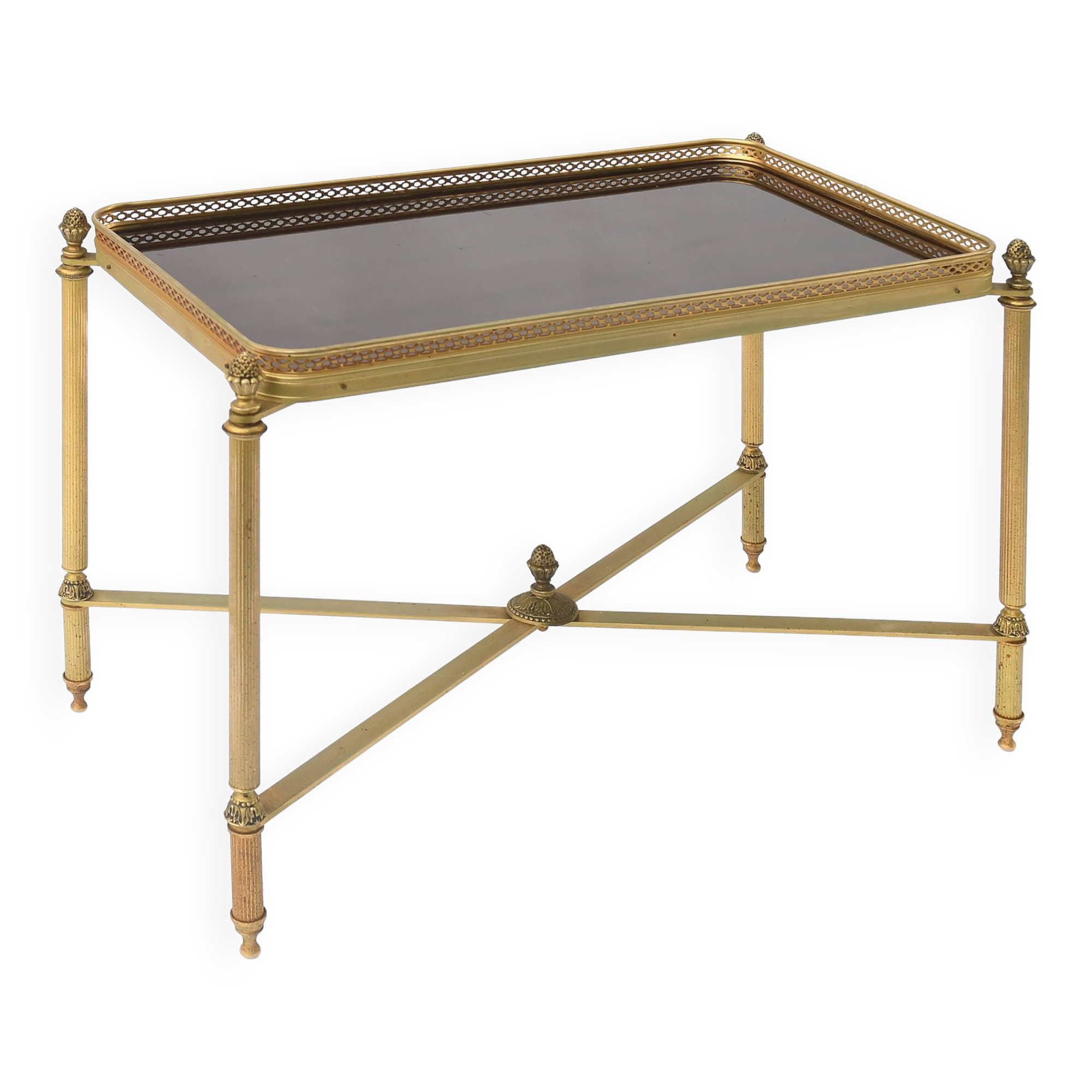 Table basse vintage en laiton doré et plateau en formica