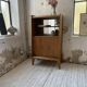 Meuble de rangement secrétaire chêne années 60