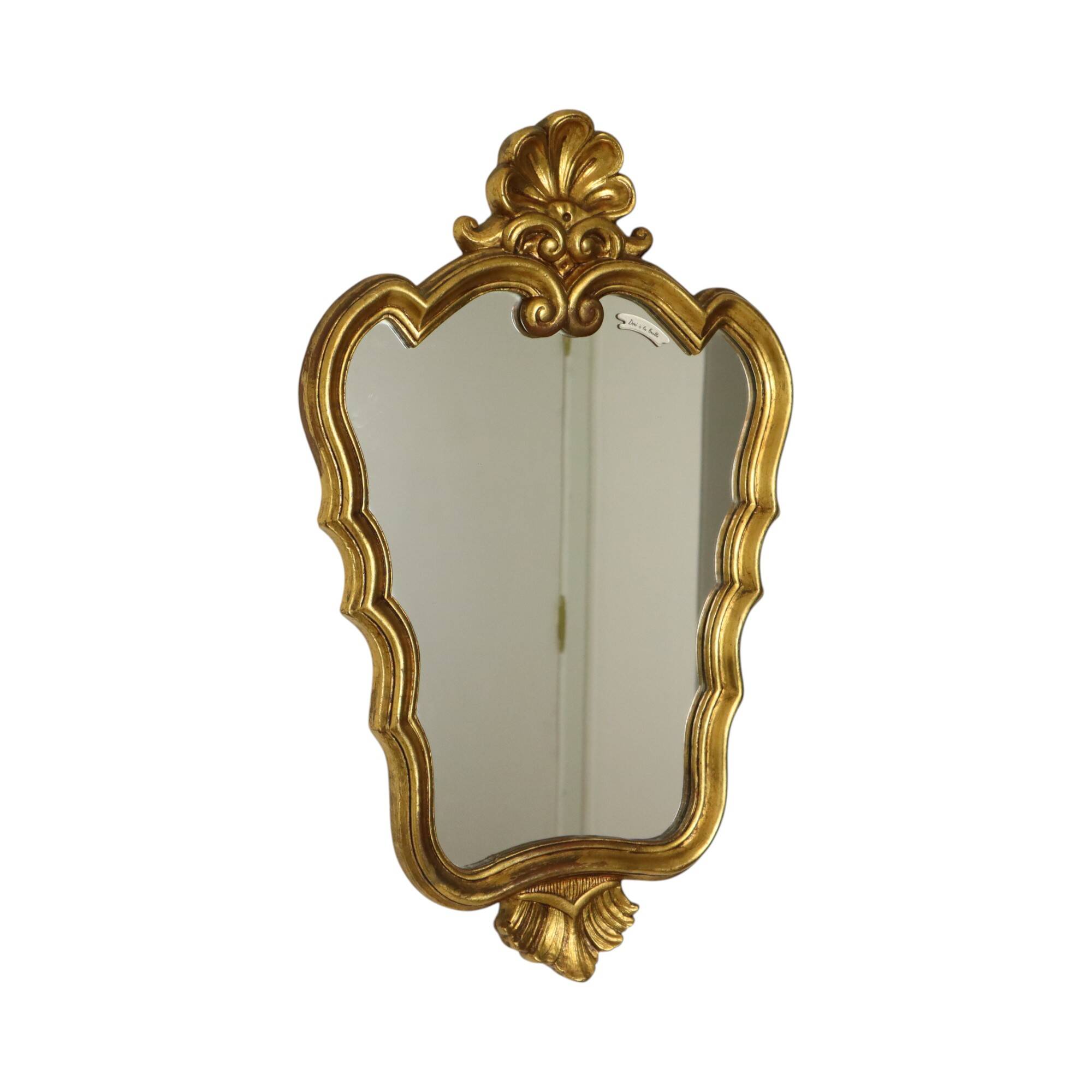 Miroir baroque doré à la feuille d'or, France années 60