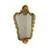 French Gold Leaf Gilded Baroque Style Mirror Crested Mirror Sixties 66cm