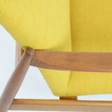 Vintage original armchair designer E.Homa, 1960s, fully restored, yellow fabric