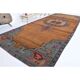 1970s Vintage Turkish Oushak Handmade Wool Cotton Brown Runner Rug 178x448