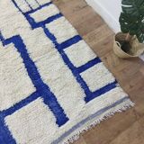Azilal vintage rug 310x200 cm - Blue geometric patterns
