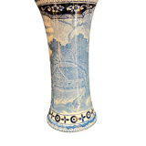 Vase cornet gien blanc bleu