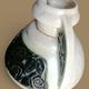 Earthenware ear vase with crackled glaze, Art Deco - Black roses