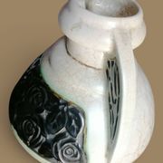 Vase à oreilles en faience craquelée art déco - Roses noires
