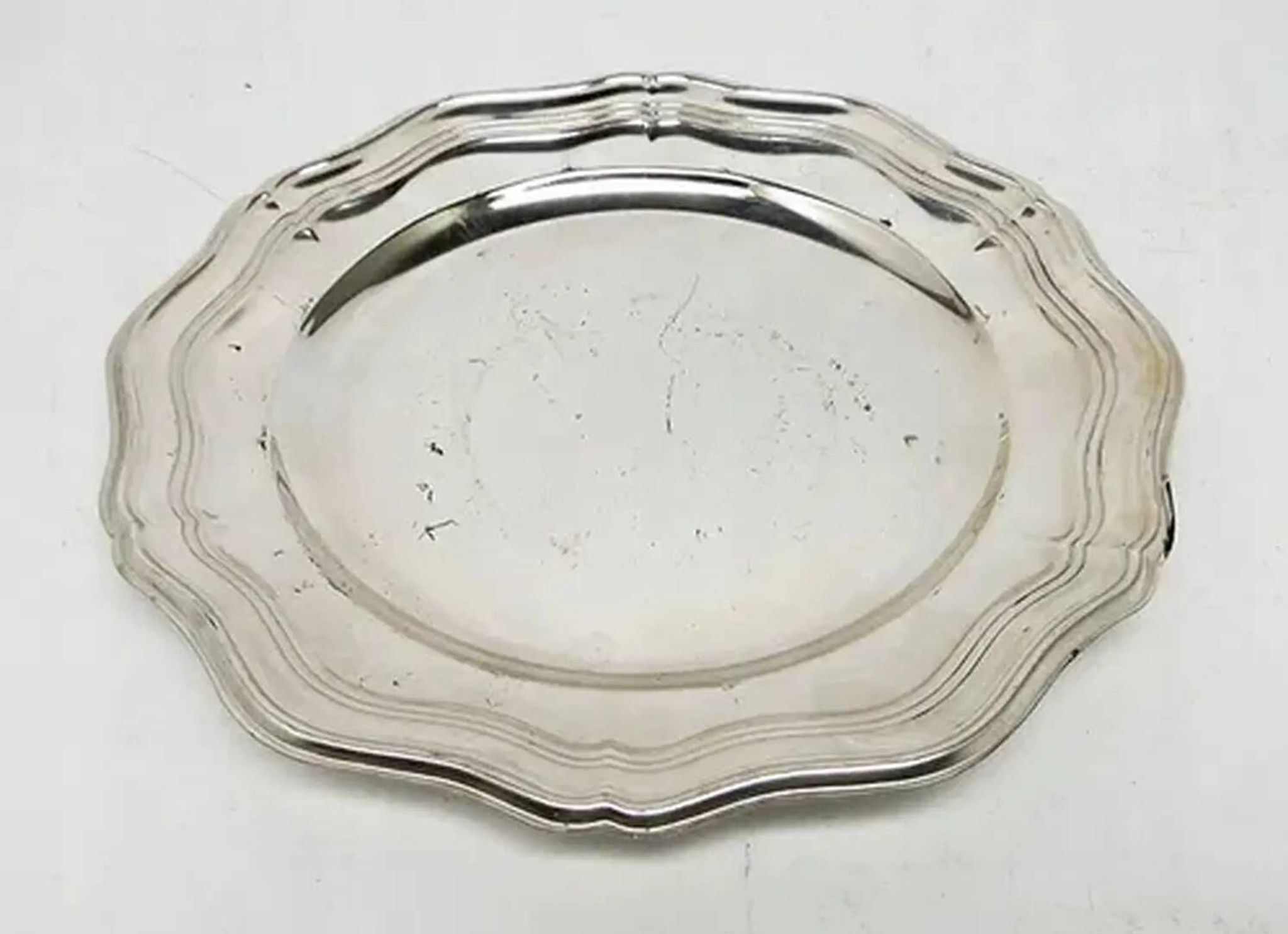 Plate, Art Deco, silver-plated brass, Sweden, 1950s