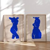 Pair of prints, female silhouette wall art. Set of two, 50x70cm