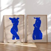 Paire d’estampes, art mural silhouette féminine. Lot de deux, 50x70cm
