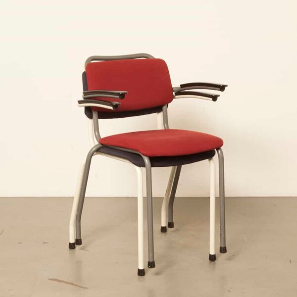 Chaise d'école Gispen 206 TH-Delft gris rembourré