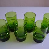 Lot de 6 verres vert vintage 1970 années 70