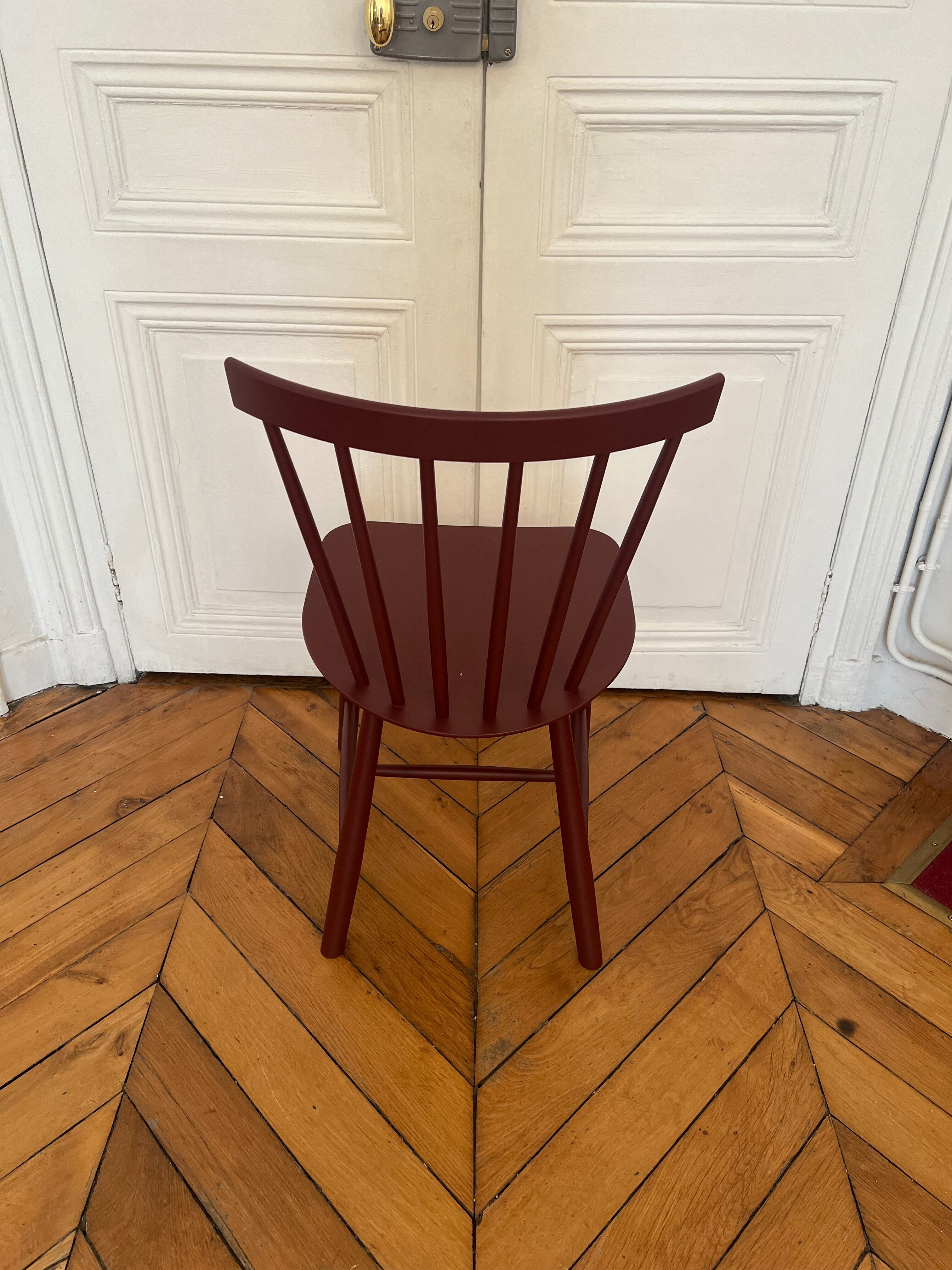 Wooden chair, FDB Mobler J46 burgundy
