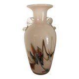 Vase type amphora in blown glass and artistic inclusion 20.5 cm