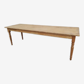 Table de ferme pied tourné et bois clair 250cm