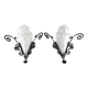 Pair of Wrought Iron Wall Lights by Degué, Art Deco, France, c. 1930