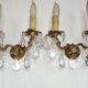 Pair of French Vintage Double Bronze Crystal Wall Lights with Acanthus Detail