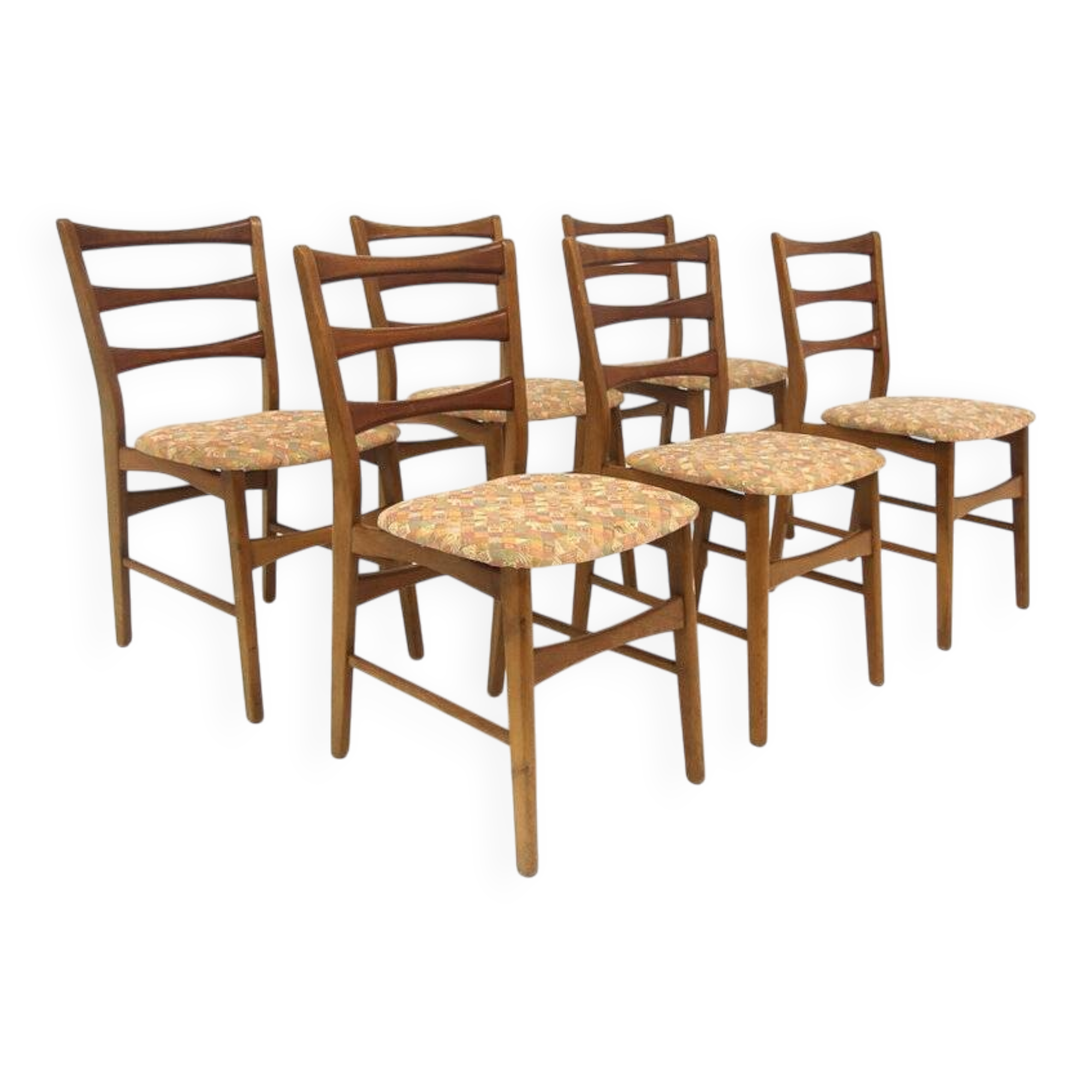 Set of 6 Scandinavian chairs in teak and oak, Sweden, 1960