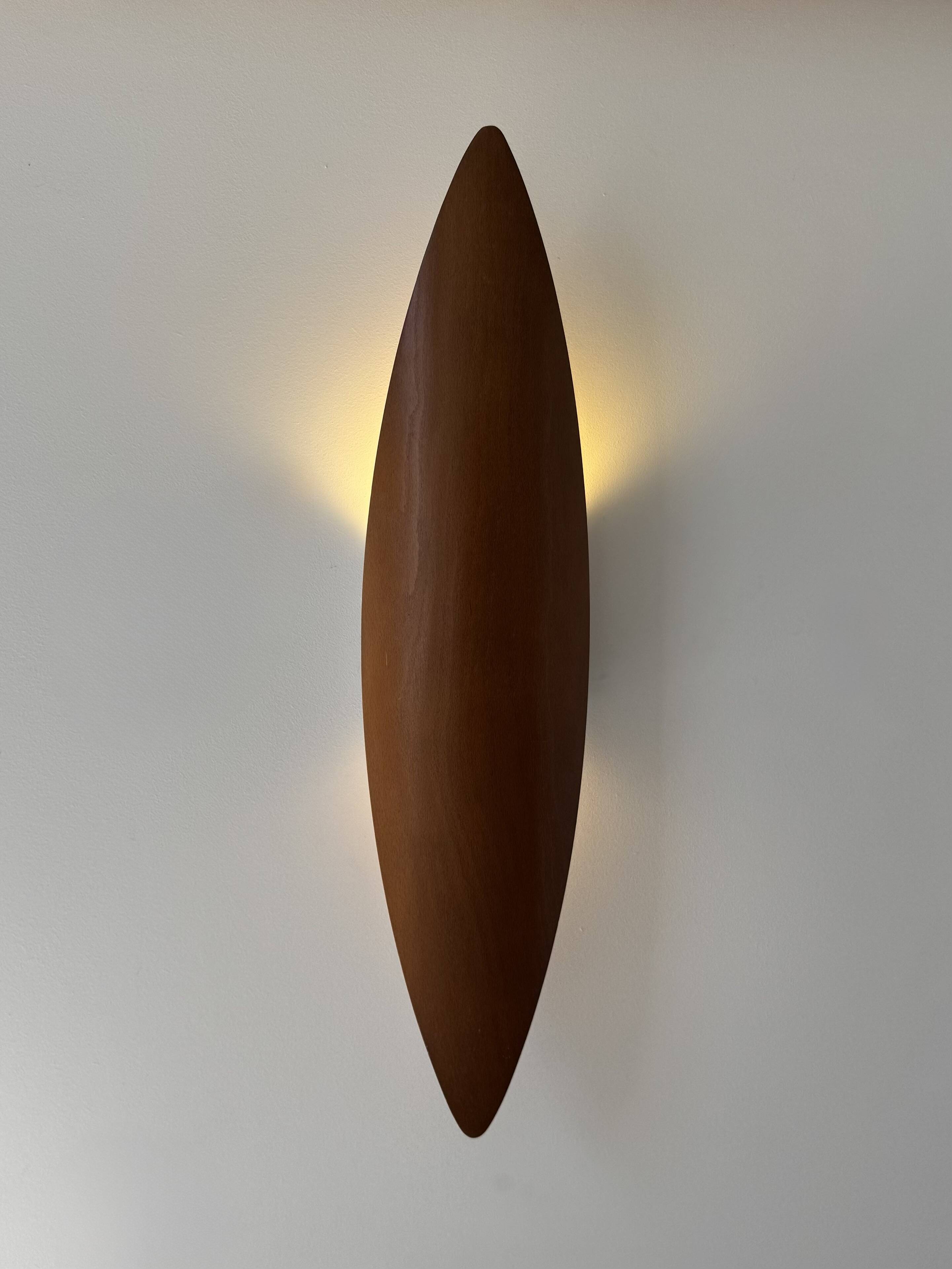 XL vintage wall lamp, thermoformed wood, France, 1970