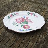 Antique Large Oval Earthenware Dish with Floral Decor