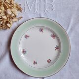 Pitted old flat earthenware plates with gold
