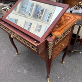 Men's dressing table inlaid and bronze stamped R Sigot, conversion furniture