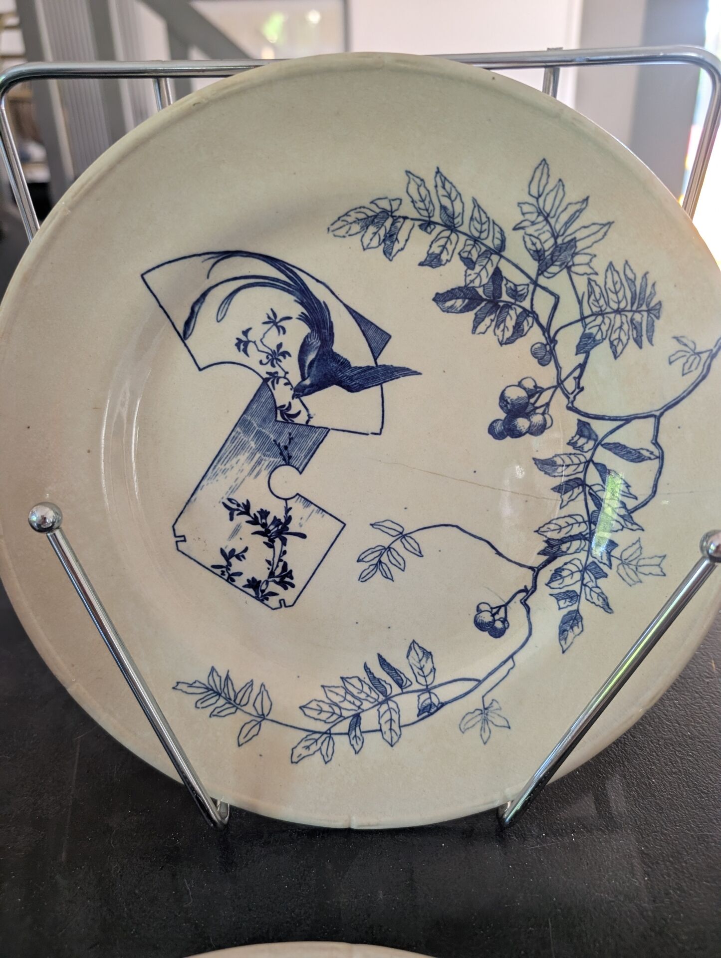 Set of 5 antique plates Choisy-le-Roi Model Kioto Earthenware Ja