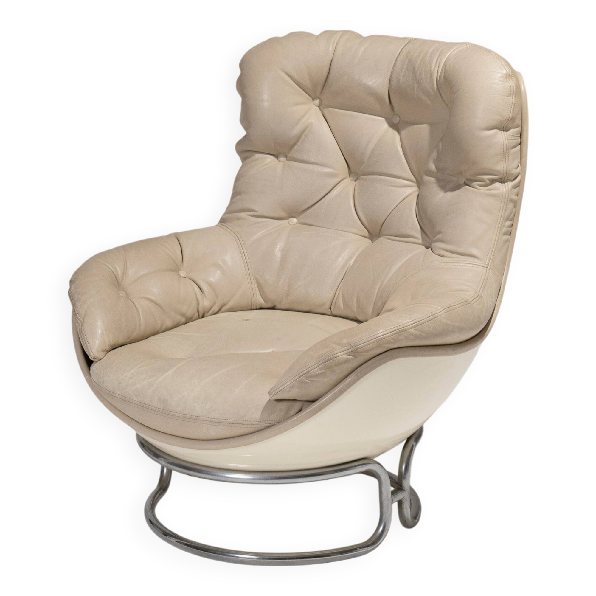 MICHEL CADESTIN KARATE LEATHER ARMCHAIR, 1970s