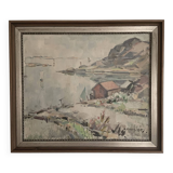 Vintage Impressionist Sea Scape Oil on Canvas Signed E.Ollers (1888-1959) Framed