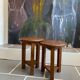 2 Vintage Tripod Oak Stools 50s