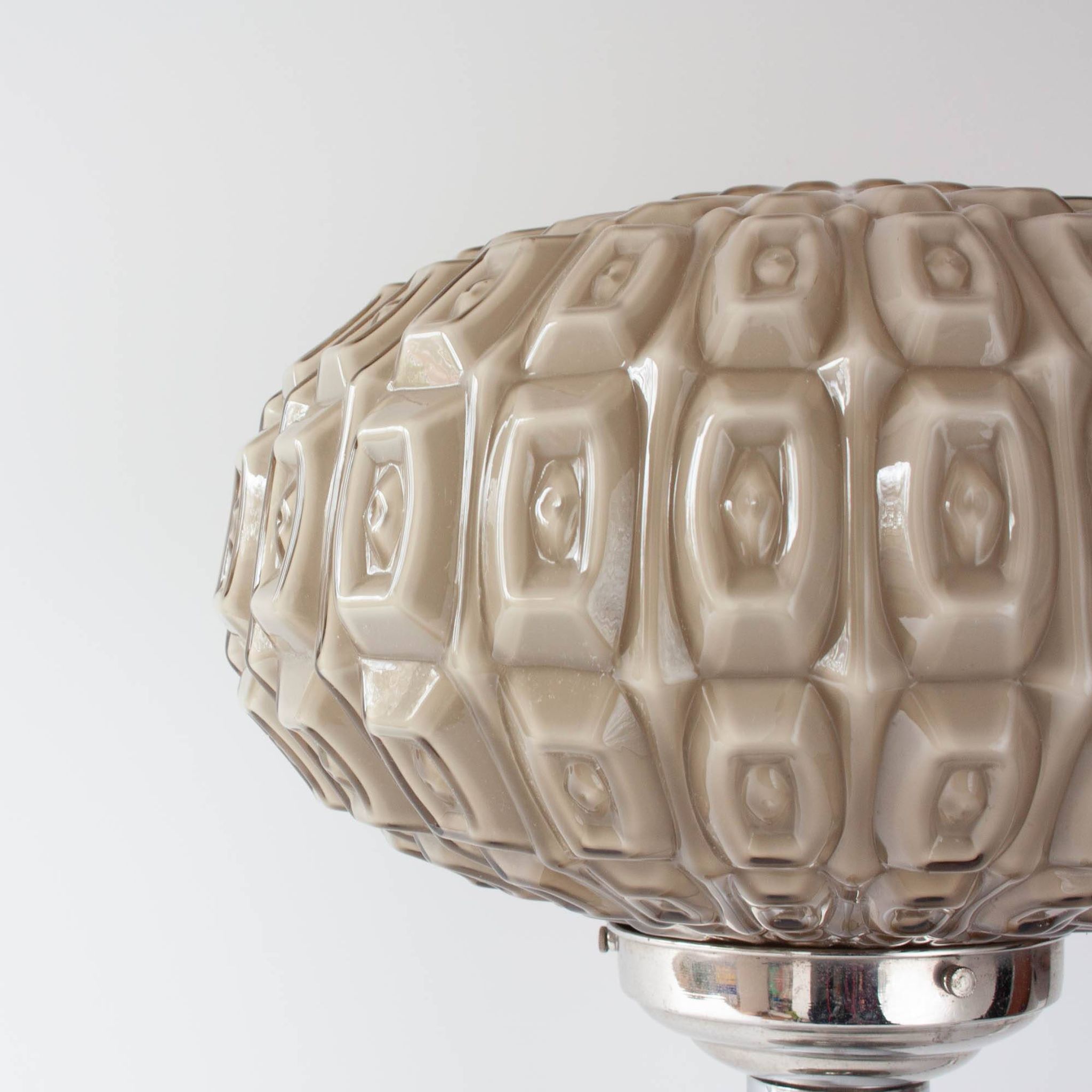 1940s Portuguese Art Deco Table Lamp with Gray Opaline Shade
