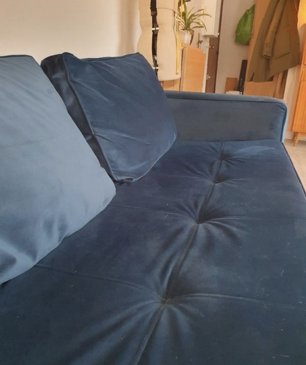 Canapé convertible velours bleu octave camif