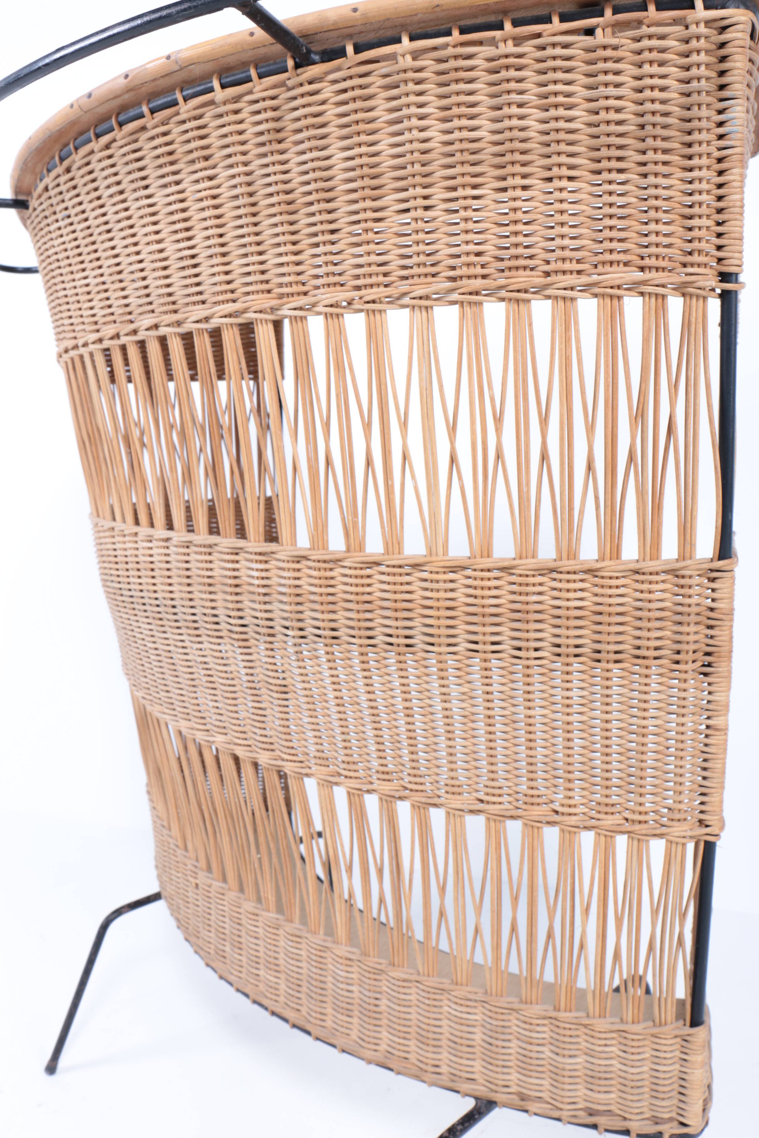 Vintage rattan and metal bar, 60s