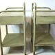 Copy of a pair of patinated metal bedside tables.