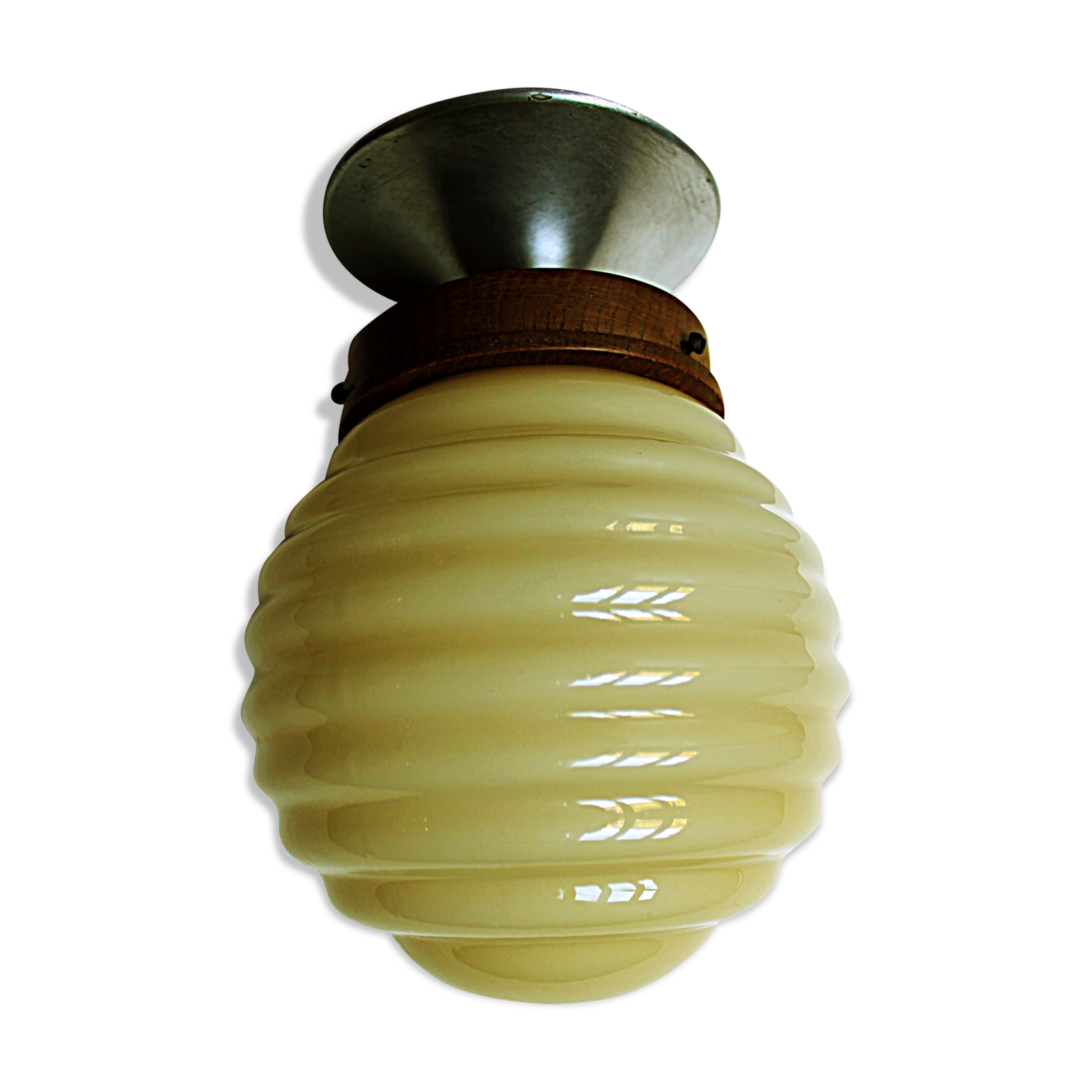 Pale yellow opaline ceiling lamp