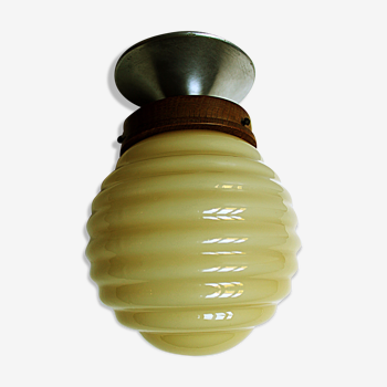 Pale yellow opaline ceiling lamp