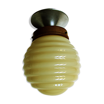 Pale yellow opaline ceiling lamp