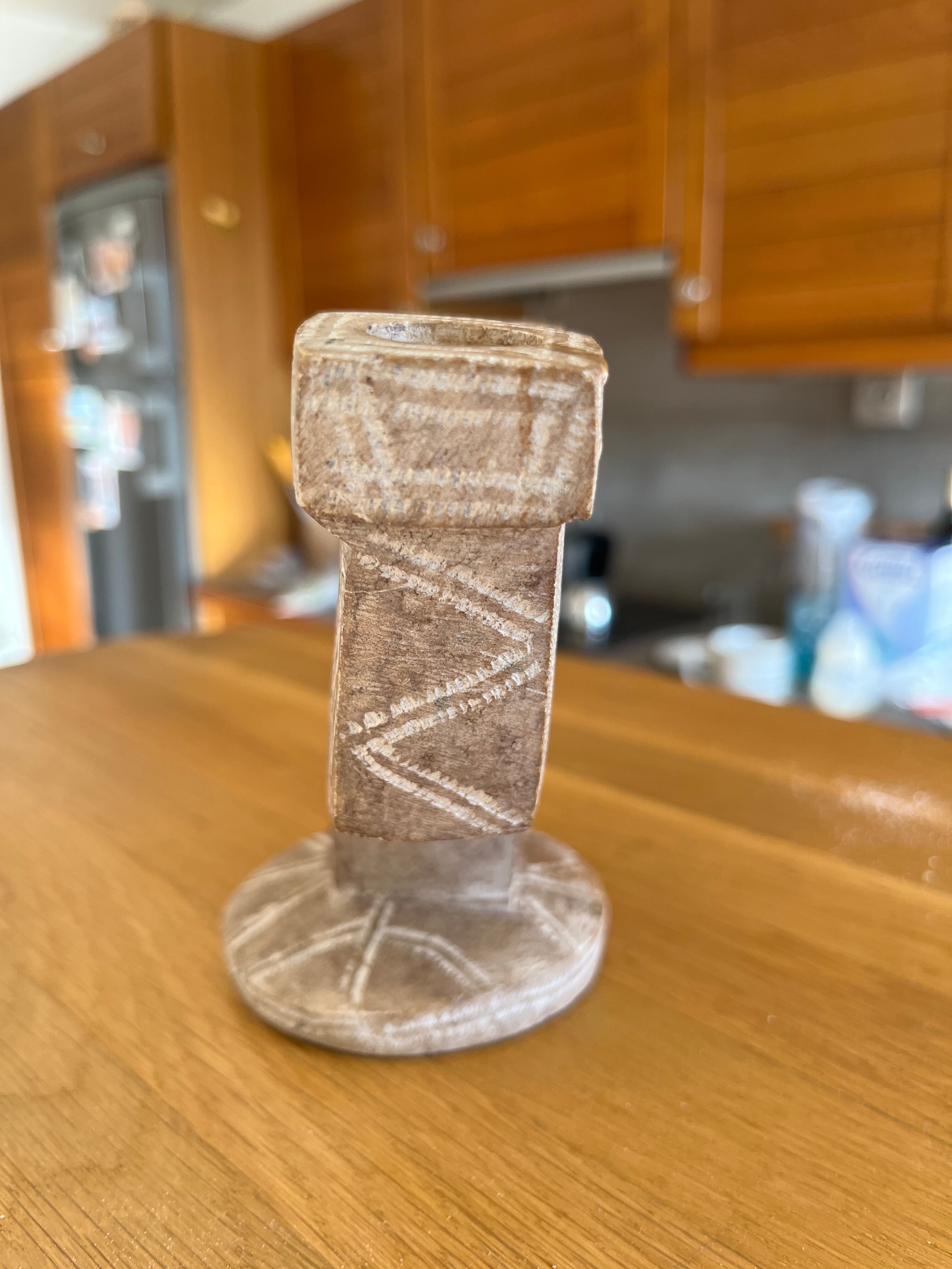 Brutalist stone candle holder