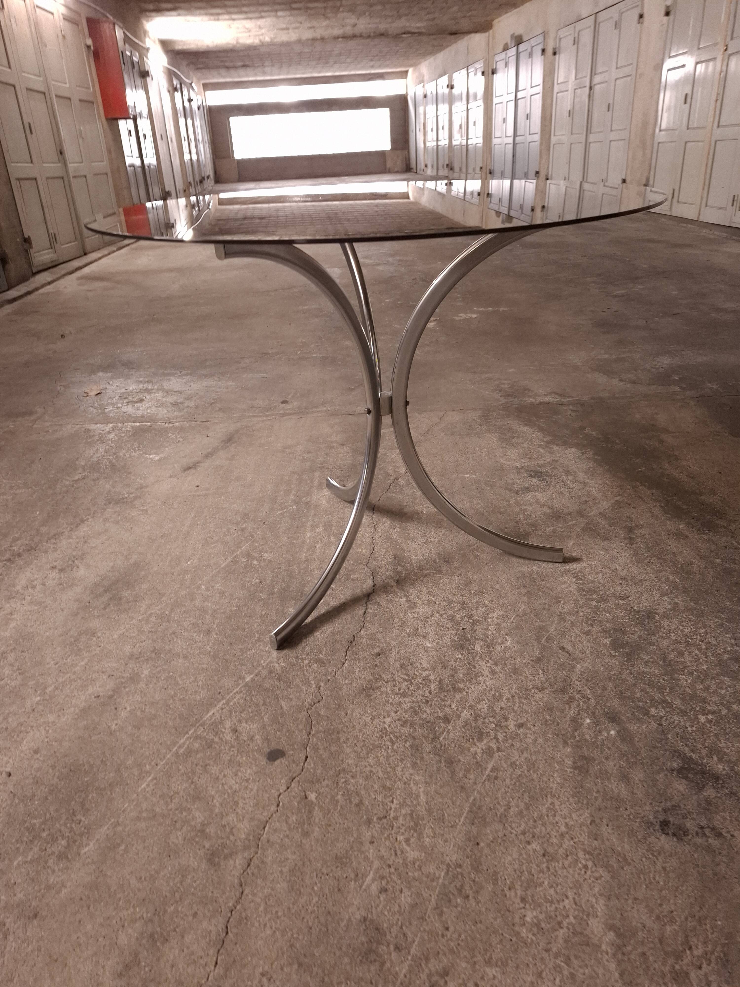 70's table Smoked glass, chrome legs