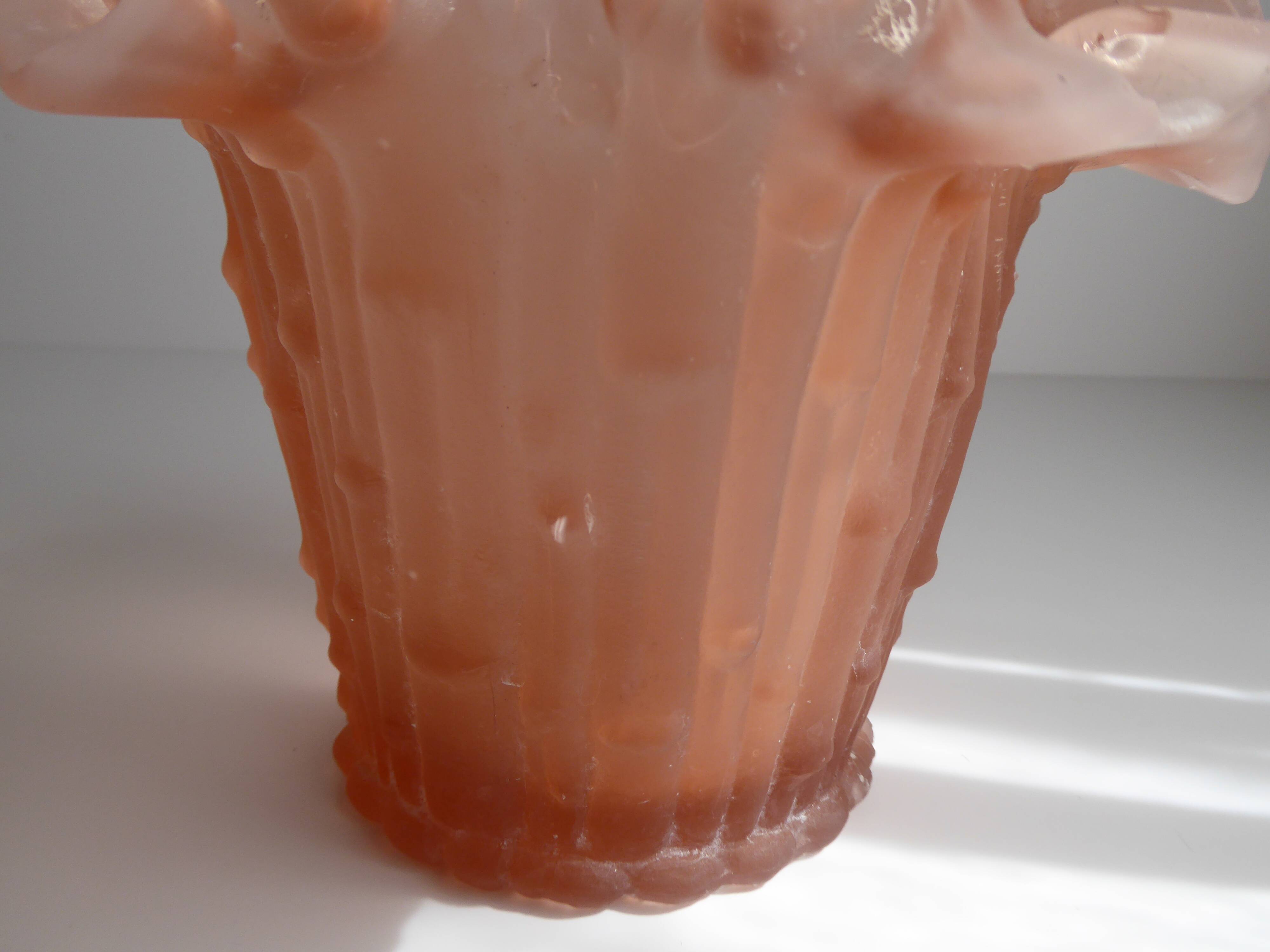 Pink frosted glass vase