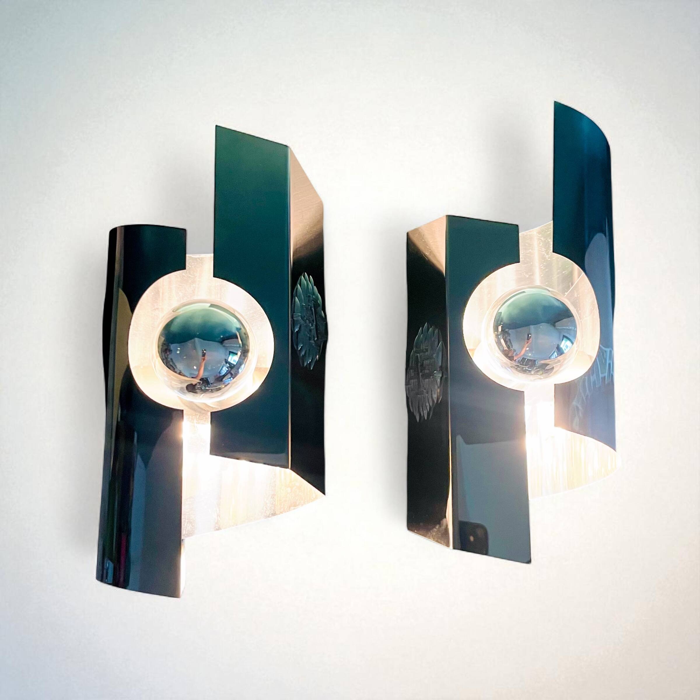 2 vintage 70s Space Age Oxar inspired wall lights