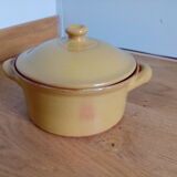 Pot with lid, ceramic soup maker enamelled with mustard yellow
