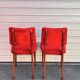 Pair of vintage wooden chairs with red fabric – 1960s/70s