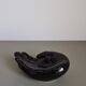 Vintage 1970s black ceramic hand-shaped trinket dish, retro decorative sculpture, centerpiece, home decor, soap dish