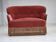 1930s, Danish 2-seater sofa, salmon pink furniture velour, ash wood.