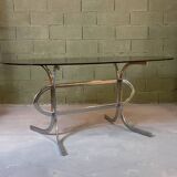 Smoked glass and chrome table circa 1970