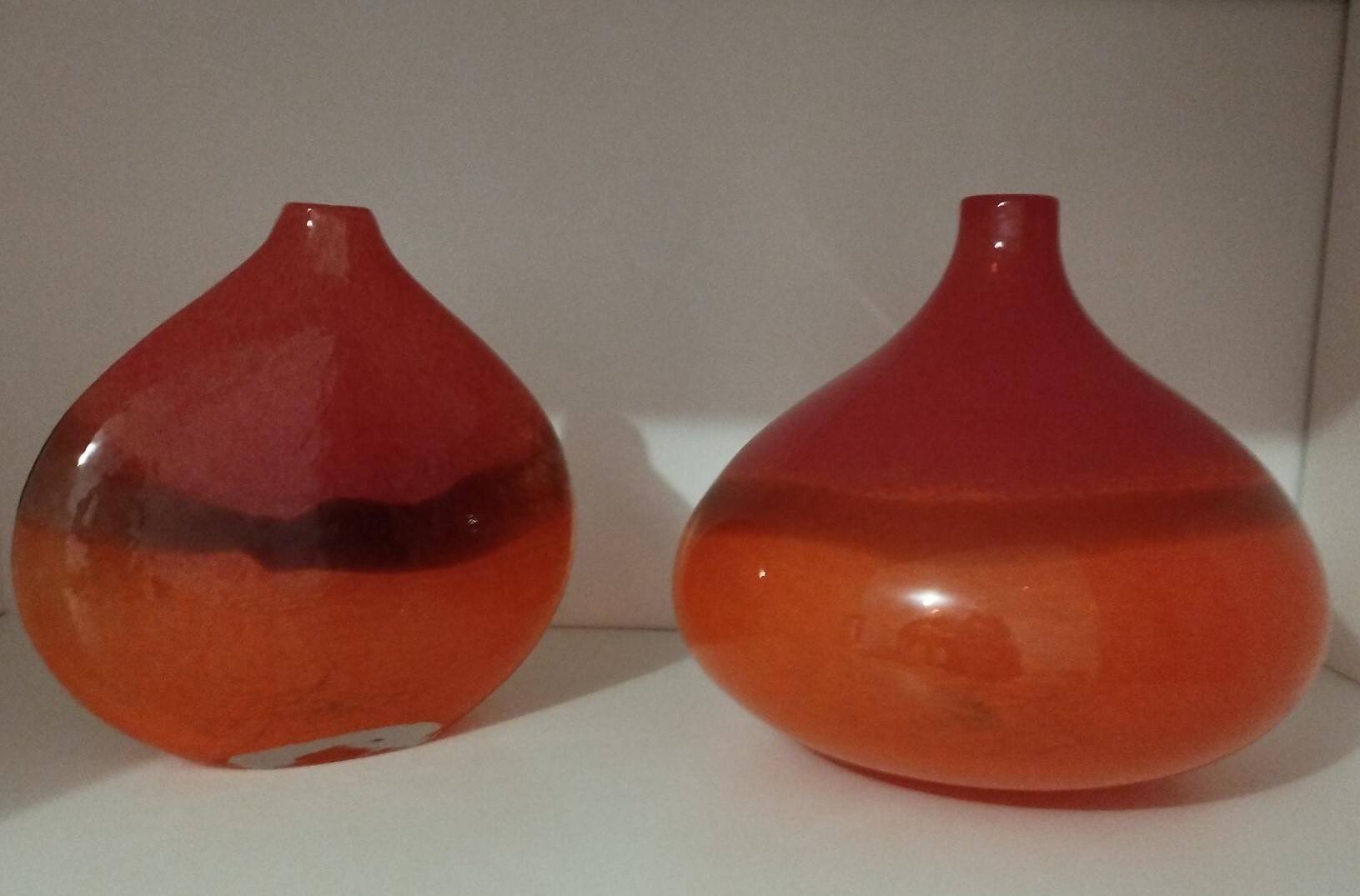 Pair or 2 glass paste vases from the 80s vintage.